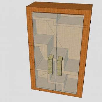 木质玻璃衣柜SU模型下载_sketchup草图大师SKP模型