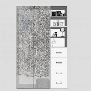 灰色双开门衣柜架子SU模型下载_sketchup草图大师SKP模型