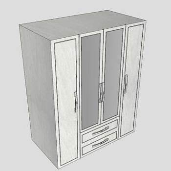 现代四门隔断衣柜SU模型下载_sketchup草图大师SKP模型