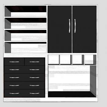 木质黑色衣柜衣帽间SU模型下载_sketchup草图大师SKP模型