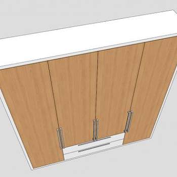 板式四门衣柜SU模型下载_sketchup草图大师SKP模型