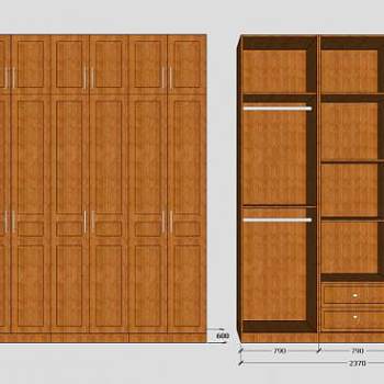 卧室实木板式衣柜SU模型下载_sketchup草图大师SKP模型