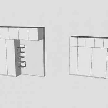 简约休闲四门衣柜SU模型下载_sketchup草图大师SKP模型