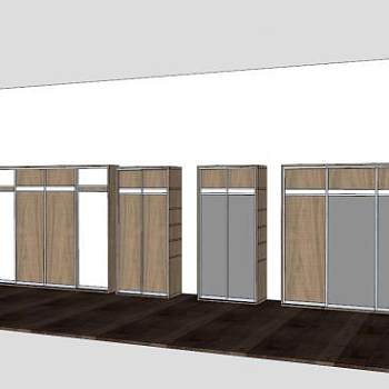 简易板式衣柜SU模型下载_sketchup草图大师SKP模型