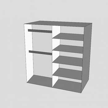 现代板式白色衣柜SU模型下载_sketchup草图大师SKP模型