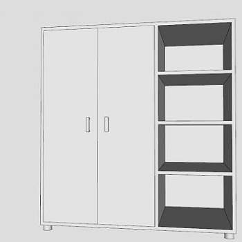 现代白色双开门衣橱衣柜SU模型下载_sketchup草图大师SKP模型