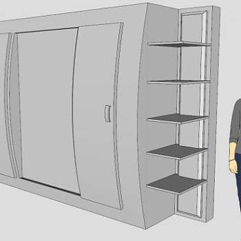 现代白色三门衣柜柜架SU模型下载_sketchup草图大师SKP模型