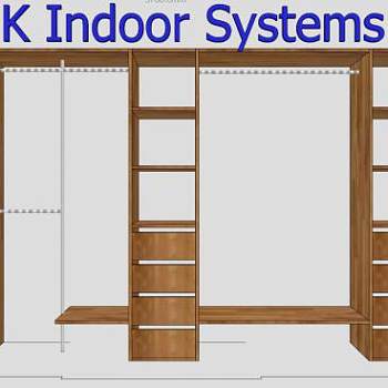 实木隔断嵌入衣柜SU模型下载_sketchup草图大师SKP模型