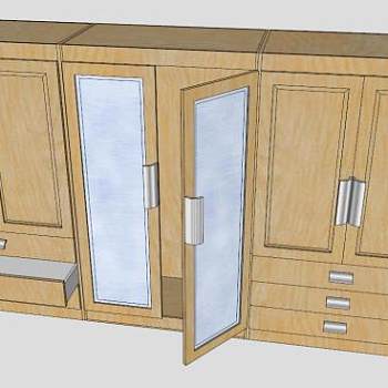 现代卧室抽屉衣柜SU模型下载_sketchup草图大师SKP模型