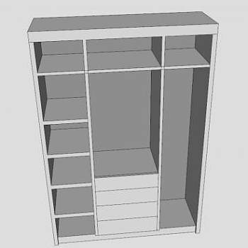 现代板式隔板衣柜SU模型下载_sketchup草图大师SKP模型