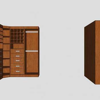 实木转角 柜架衣柜SU模型下载_sketchup草图大师SKP模型