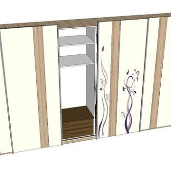 双滑门家具衣柜SU模型下载_sketchup草图大师SKP模型