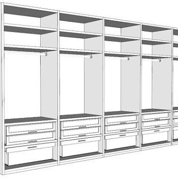 开放式敞开衣柜SU模型下载_sketchup草图大师SKP模型