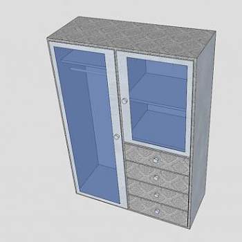 双门抽色衣柜SU模型下载_sketchup草图大师SKP模型