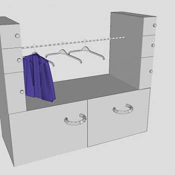 开放式U型衣柜SU模型下载_sketchup草图大师SKP模型