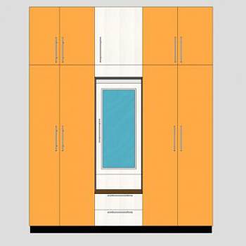 现代橘色衣柜SU模型下载_sketchup草图大师SKP模型