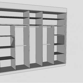 滑动白色板式衣柜SU模型下载_sketchup草图大师SKP模型