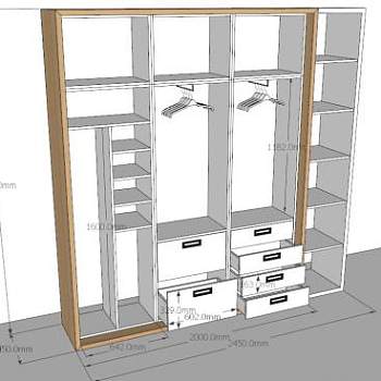 嵌入型沙龙衣柜SU模型下载_sketchup草图大师SKP模型