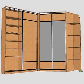 滑动转角衣柜SU模型下载_sketchup草图大师SKP模型