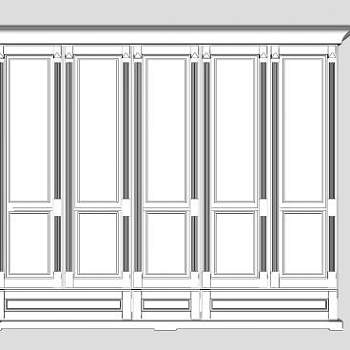 简欧多门衣柜SU模型下载_sketchup草图大师SKP模型