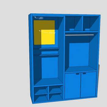 现代蓝色衣柜SU模型下载_sketchup草图大师SKP模型