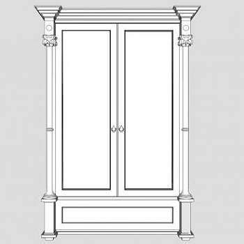 欧式双开门衣柜SU模型下载_sketchup草图大师SKP模型