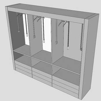 现代白色伯托奇衣橱SU模型下载_sketchup草图大师SKP模型