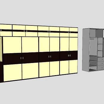 卧室多门衣柜SU模型下载_sketchup草图大师SKP模型