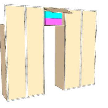 黄色双滑门衣柜SU模型下载_sketchup草图大师SKP模型