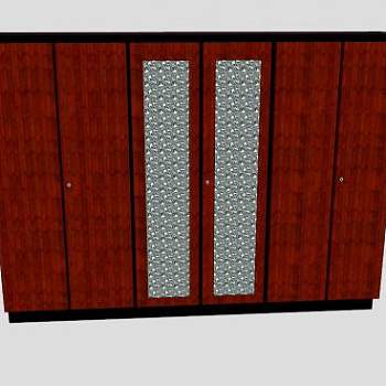 红木六门衣柜SU模型下载_sketchup草图大师SKP模型
