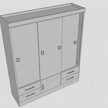 开门式三门衣柜SU模型下载_sketchup草图大师SKP模型