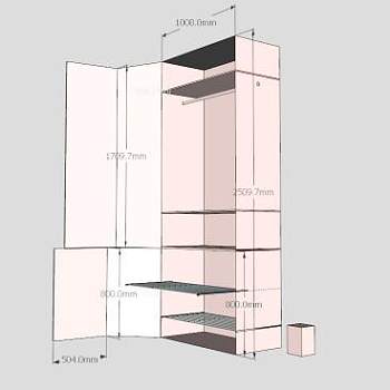 现代平开门米卡衣柜SU模型下载_sketchup草图大师SKP模型