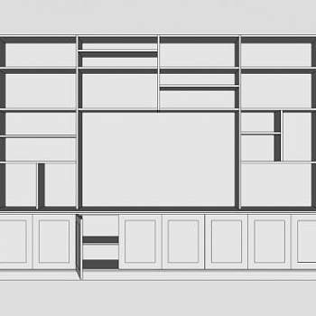 简欧白色书柜SU模型下载_sketchup草图大师SKP模型