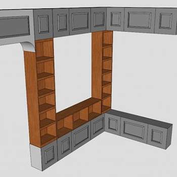 嵌入式转角书架SU模型下载_sketchup草图大师SKP模型