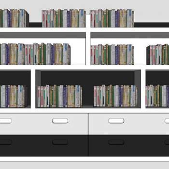 独立式书架书柜SU模型下载_sketchup草图大师SKP模型