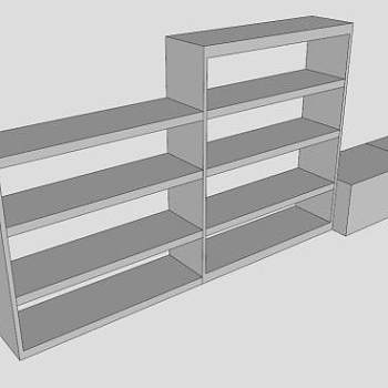 实木自由书柜SU模型下载_sketchup草图大师SKP模型