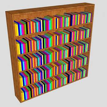 现代倚墙式书柜SU模型下载_sketchup草图大师SKP模型