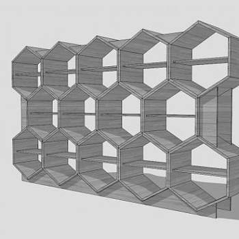 实木嵌入式书架SU模型下载_sketchup草图大师SKP模型