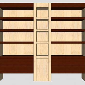 实木独立式书柜SU模型下载_sketchup草图大师SKP模型
