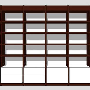 隔板独立式书架书柜SU模型下载_sketchup草图大师SKP模型