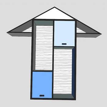 现代房屋式书柜SU模型下载_sketchup草图大师SKP模型