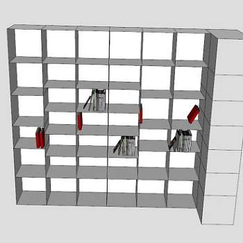 独立式隔板书架SU模型下载_sketchup草图大师SKP模型