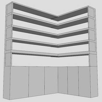 摩沙拉比白色转角书柜SU模型下载_sketchup草图大师SKP模型