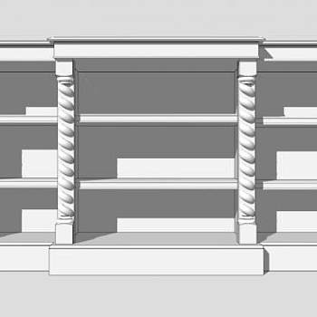 欧式独立式书架SU模型下载_sketchup草图大师SKP模型