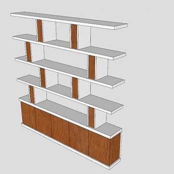 简单时尚书柜SU模型下载_sketchup草图大师SKP模型