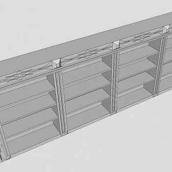 简欧白色隔板式书架SU模型下载_sketchup草图大师SKP模型