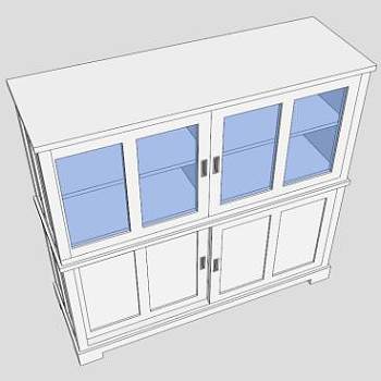 现代白色玻璃书架书柜SU模型下载_sketchup草图大师SKP模型