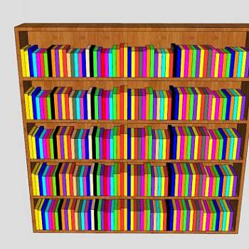 实木嵌入式书本书架SU模型下载_sketchup草图大师SKP模型