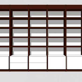 现代隔板式书柜书架SU模型下载_sketchup草图大师SKP模型