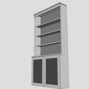 现代隔板白色书架SU模型下载_sketchup草图大师SKP模型